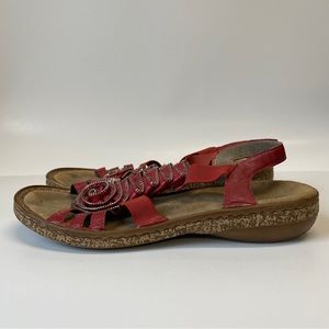 Rieker Flat Sandals, Red leather